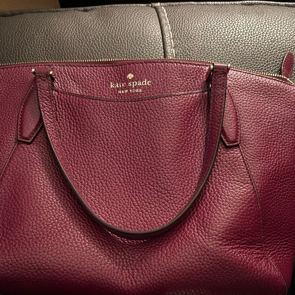 Kate Spade Red Satchel Pebbled Leather Structured Design